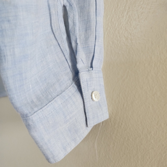 J. McLaughlin Britt Linen Shirt Button Down Light Blue Size Small - Picture 12 of 14